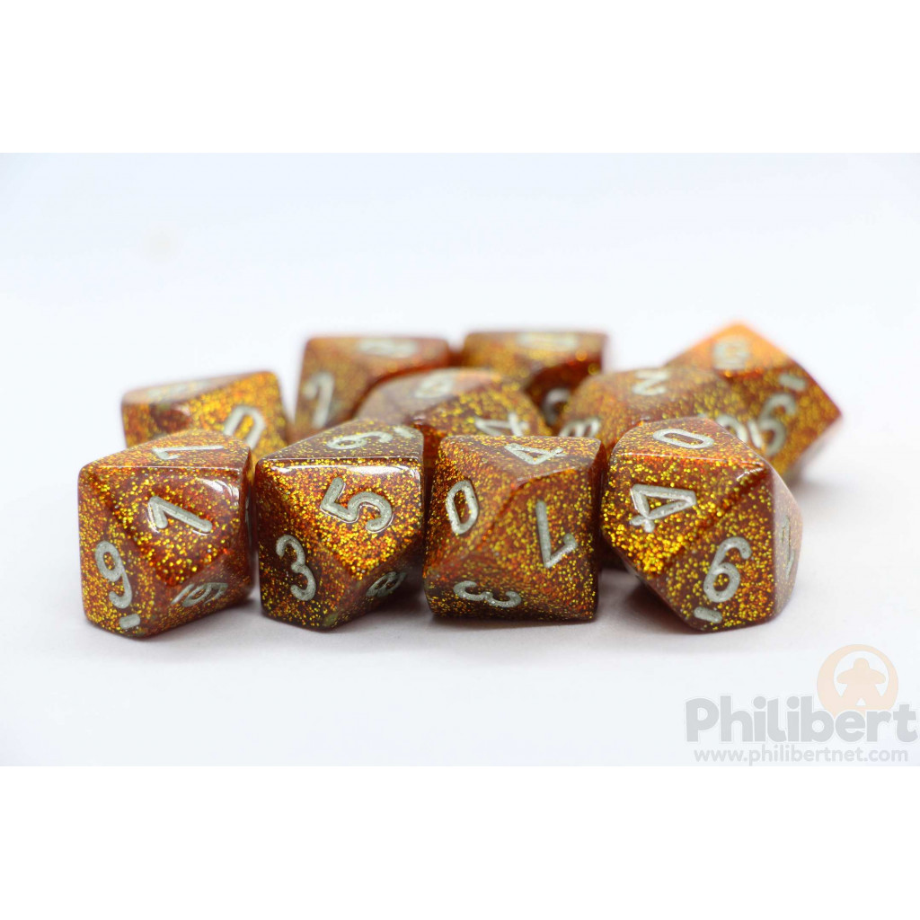 Set de 10 Dés 10 Faces Chessex : Glitter