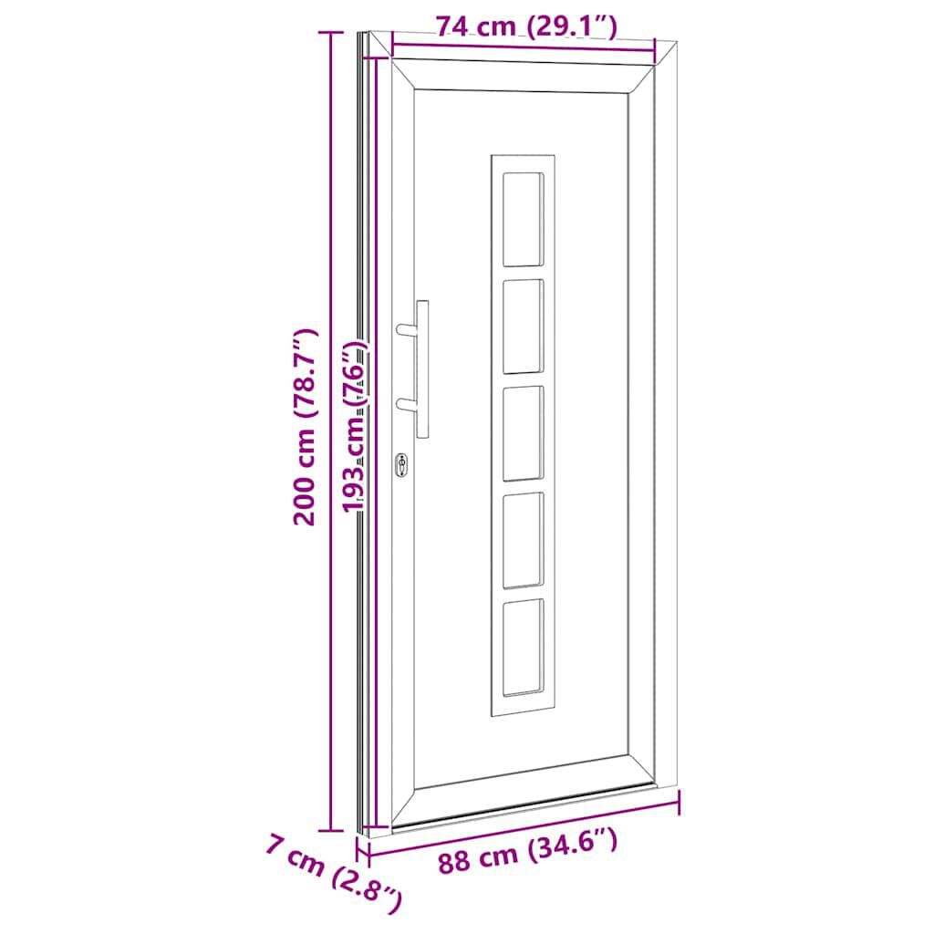 vidaXL Antraciet PVC Voordeur