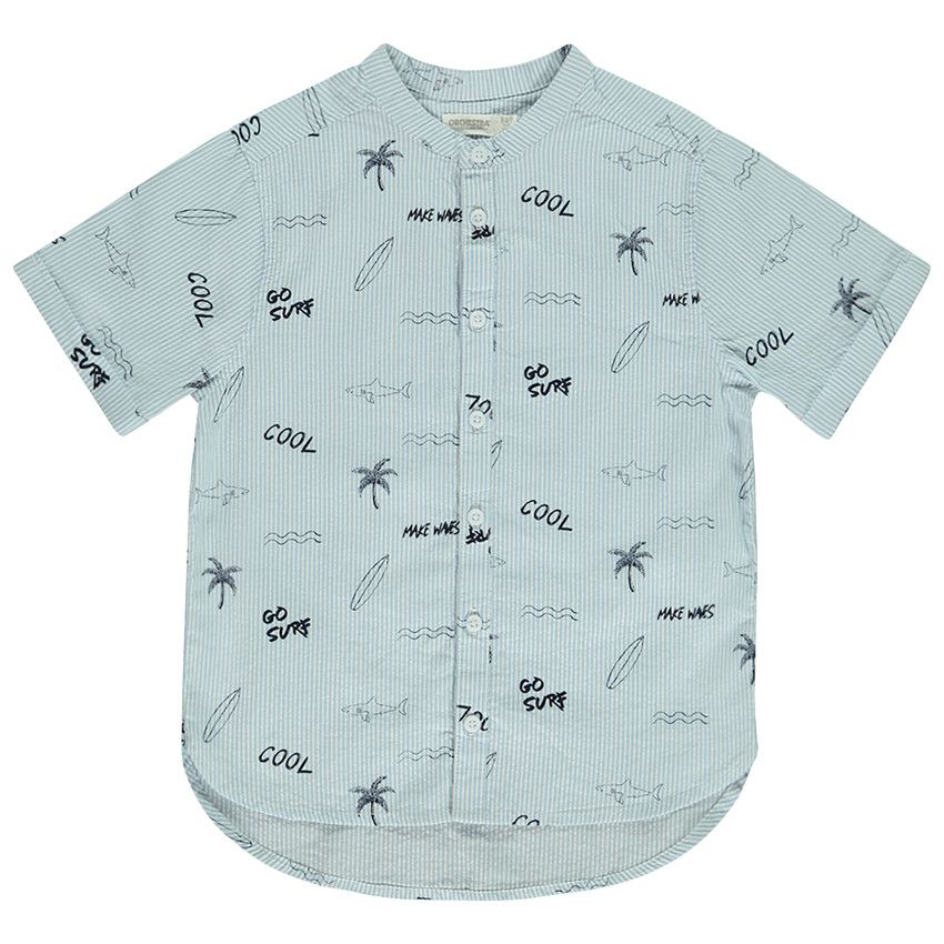 Chemise manches courtes rayée et imprimé fantaisie pour garçon - Blanc