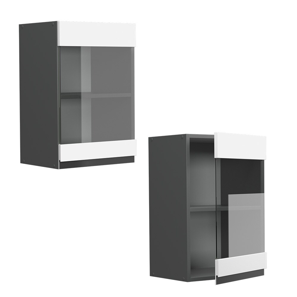 Vicco Glashängeschrank Küchenschrank Küchenmöbel R-Line J-Shape Anthrazit Weiß 40 cm modern