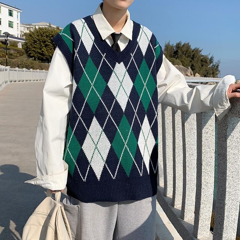 Cowpow - V-hals Argyle Trui Vest