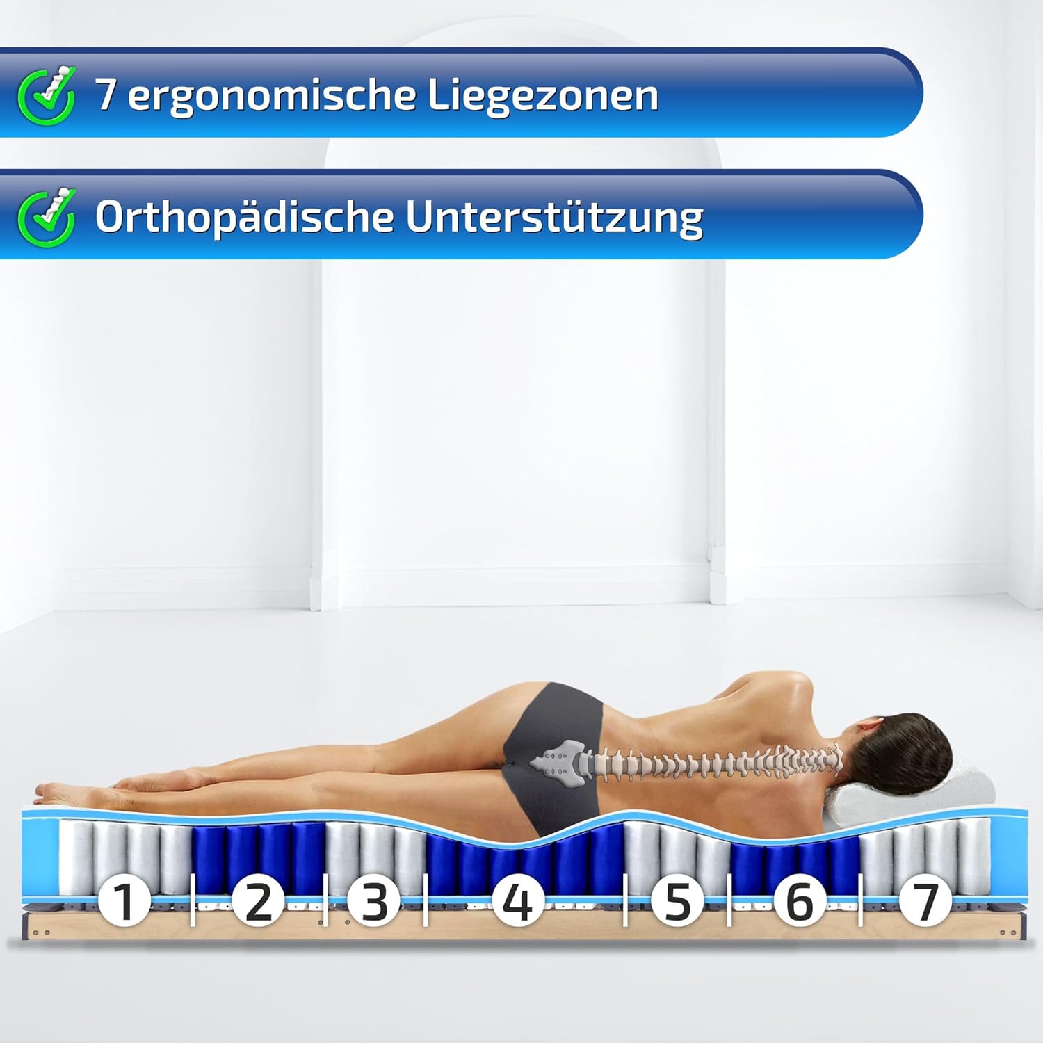 Matratzen Perfekt Taschenfederkern Matratze Köln 140x200 cm H3 mittelfest 7 Zonen 20 cm hoch orthopädisch waschbarer Bezug 60°C allergikerfreundlich