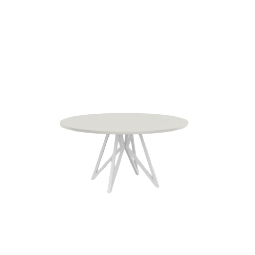 Studio HENK tafel Butterfly Rond Quadpod - wit frame, HPL Fenix bianco kos ⌀150 | HPL Fenix Bianco Kos | Rechte Rand | Frame Zwart