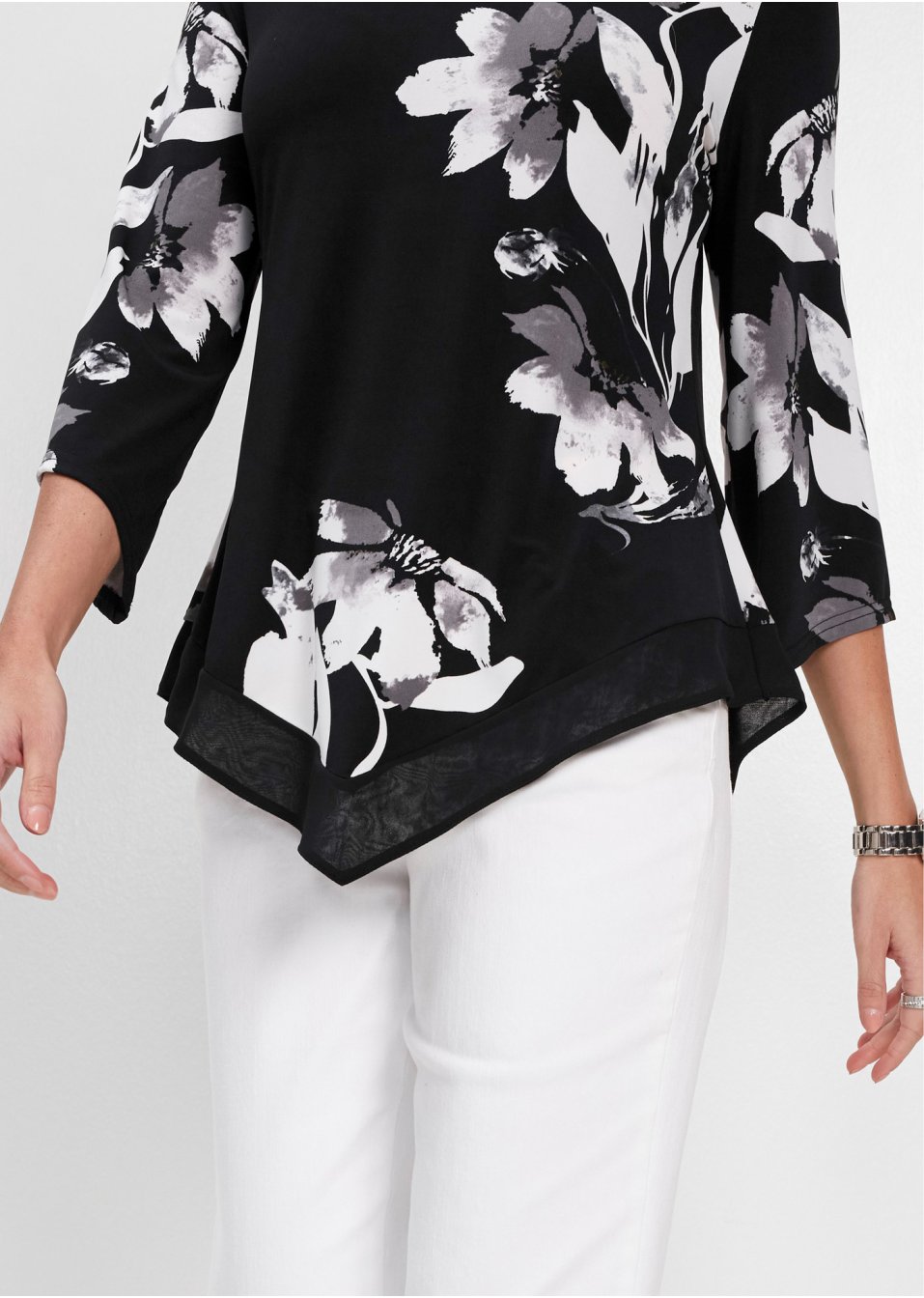 T-shirt tunique à motif floral