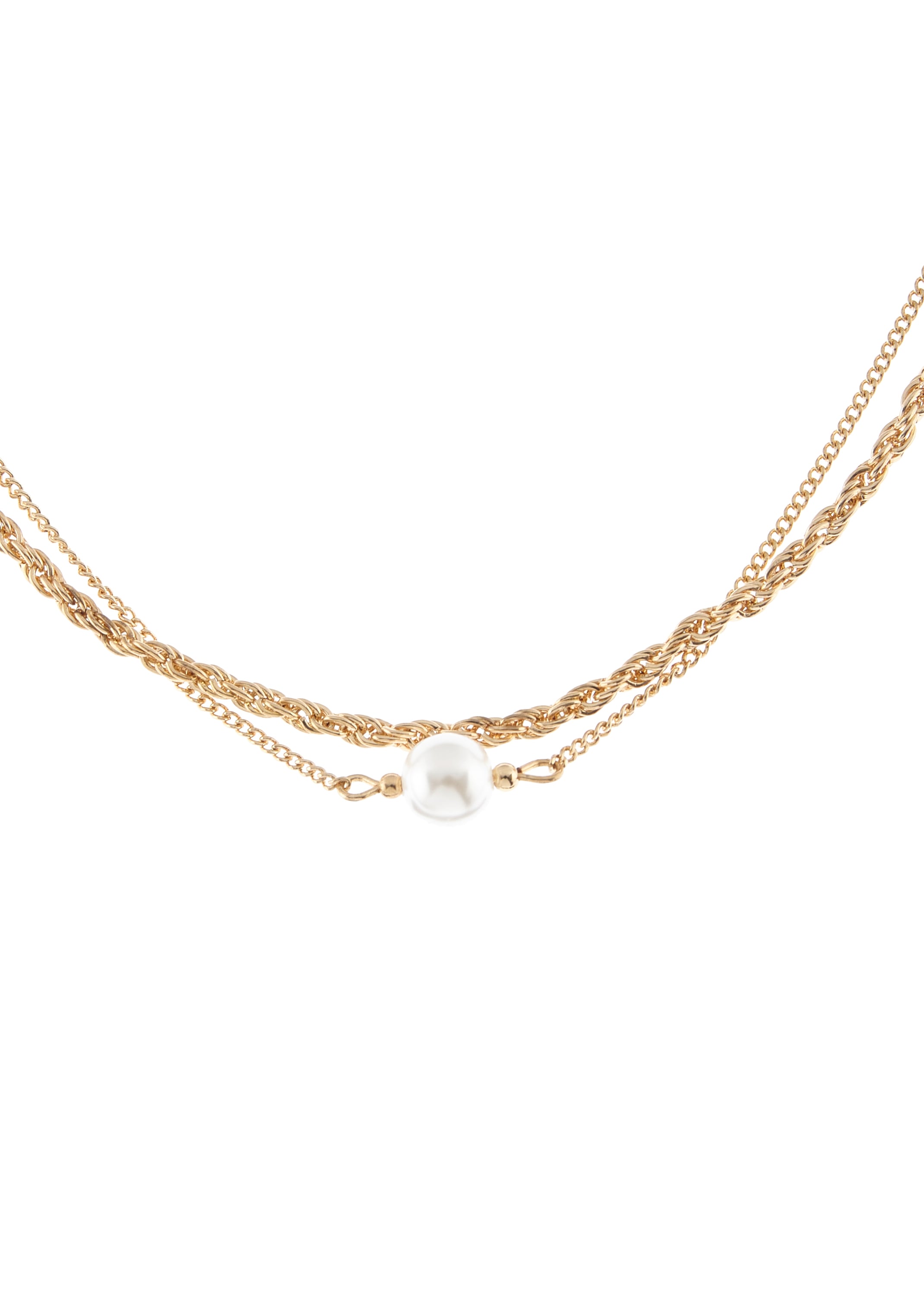 LASCANA Edelstahlkette in Layer Optik mit Perle, doppelte Kette