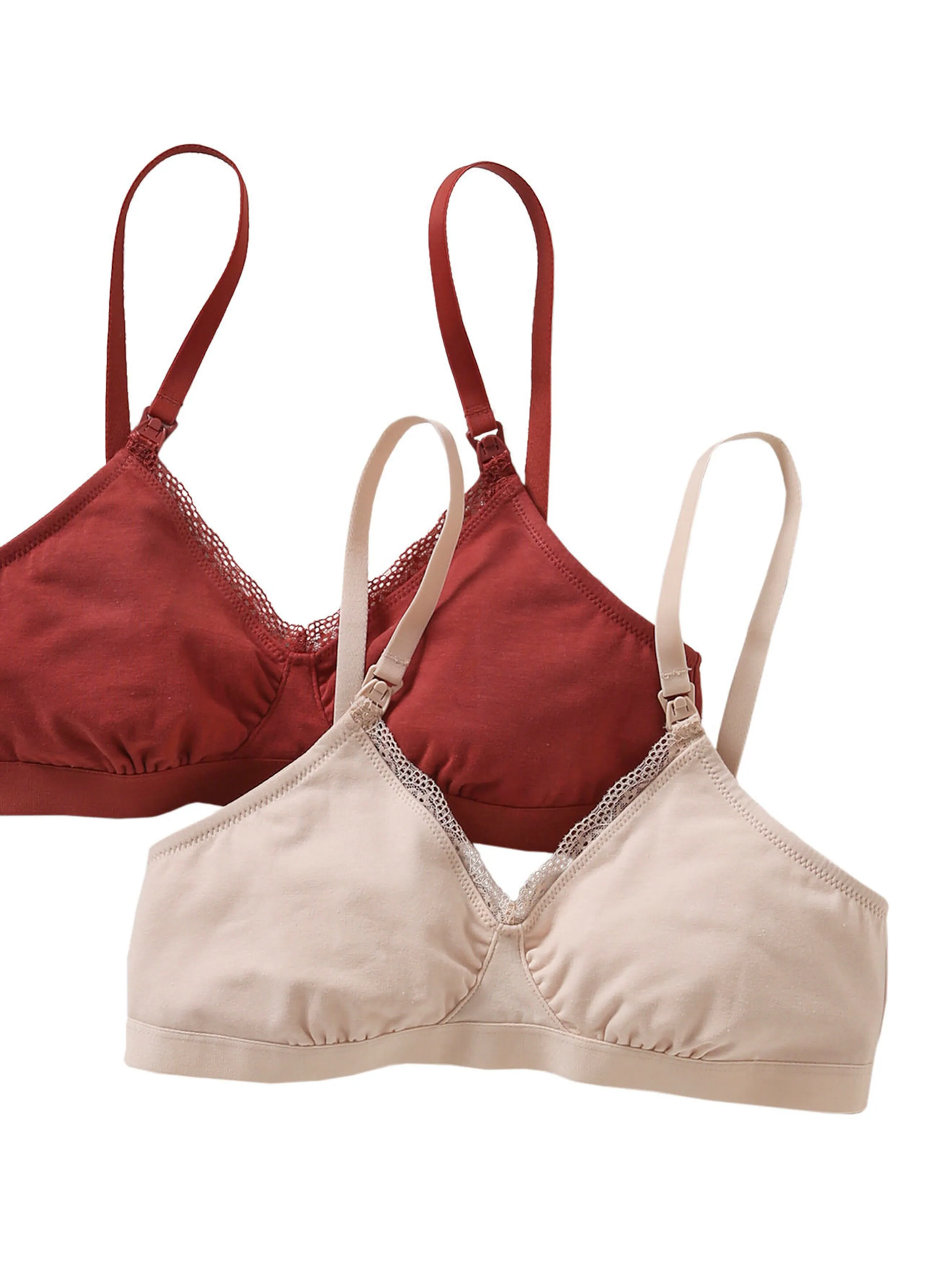 Vertbaudet 2er-Pack Still-Bustiers für Schwangerschaft & Stillzeit, Bio-Baumwolle beige/ziegel