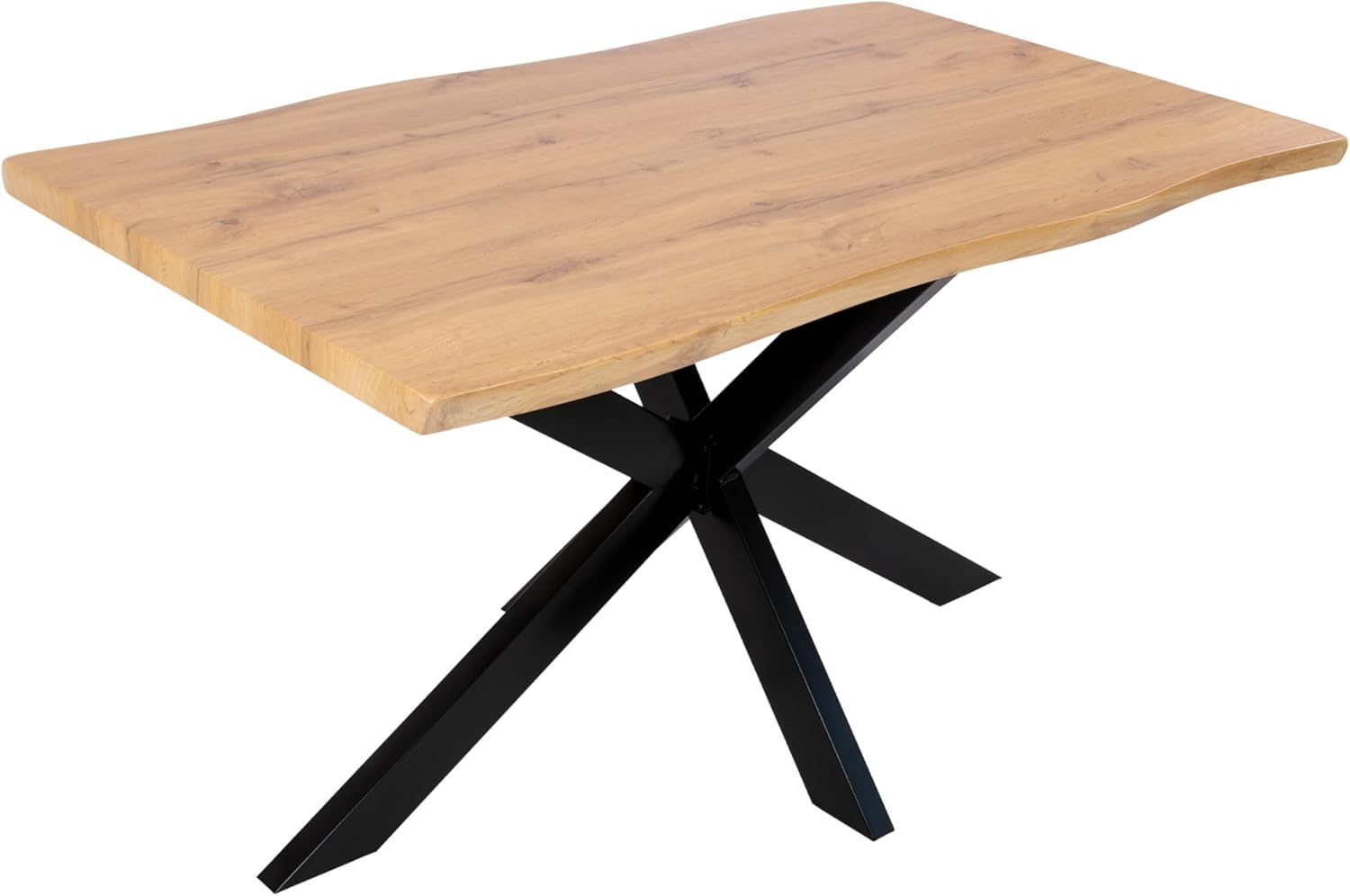 SAM Esstisch Josy | 140 x 80 cm | Holz Wildeiche-Optik | Spider-Gestell Metall schwarz | 40 mm Tischplatte mit Baumkante | Tisch für Esszimmer & Küche