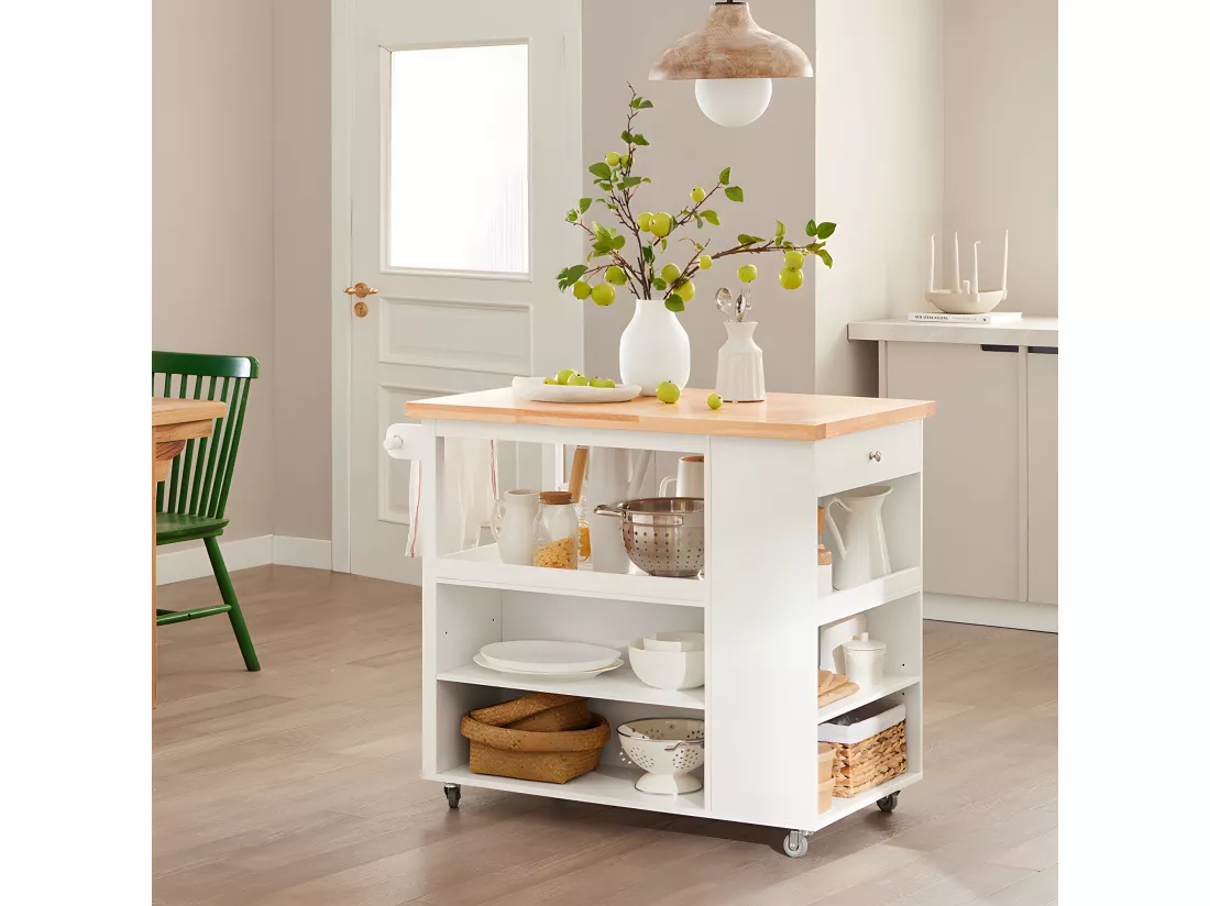 Desserte sur roulettes Cuisine Buffet avec Grand Espace de Rangement, FKW97-WN