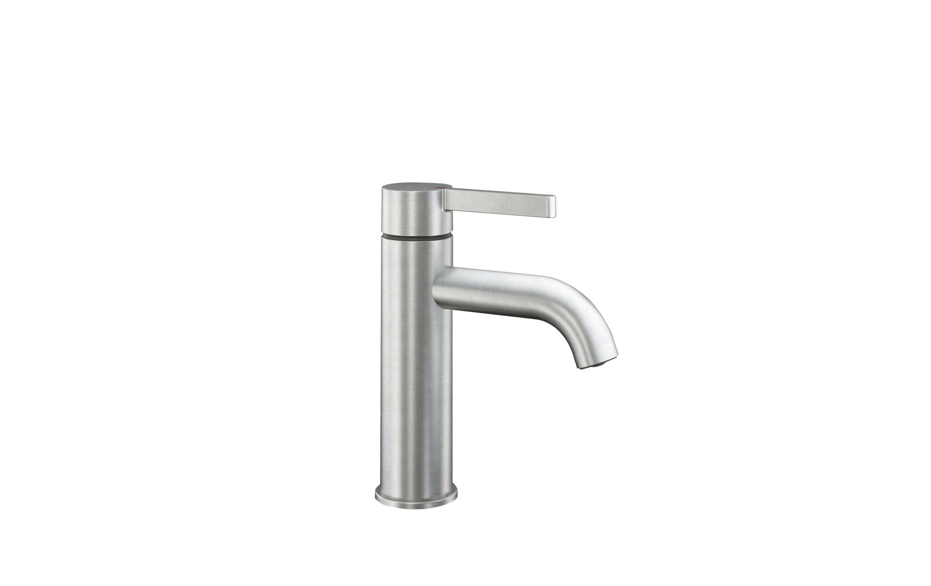 Lavaboarmatur BEVO mit Push open - Gebürsteter Stahl<br>Hebelmischer – Waschtisch