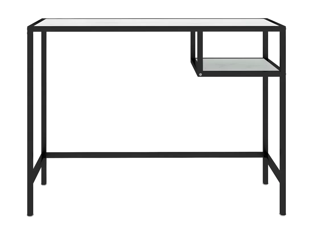 Bureau d'ordinateur Marbre blanc 100x36x74 cm Verre trempé