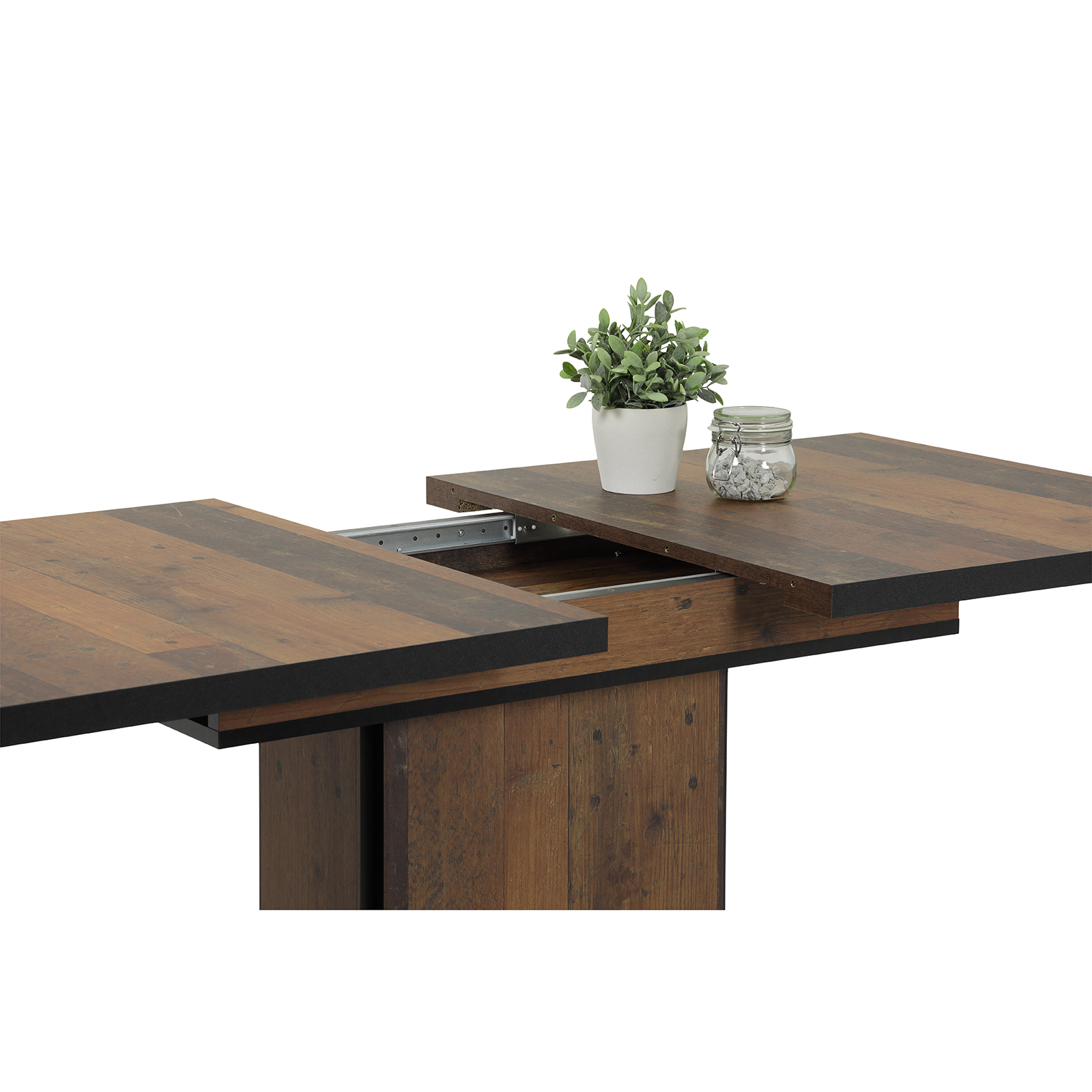 Esstisch - Old Wood Vintage-schwarz - ausziehbar bis 180 cm
