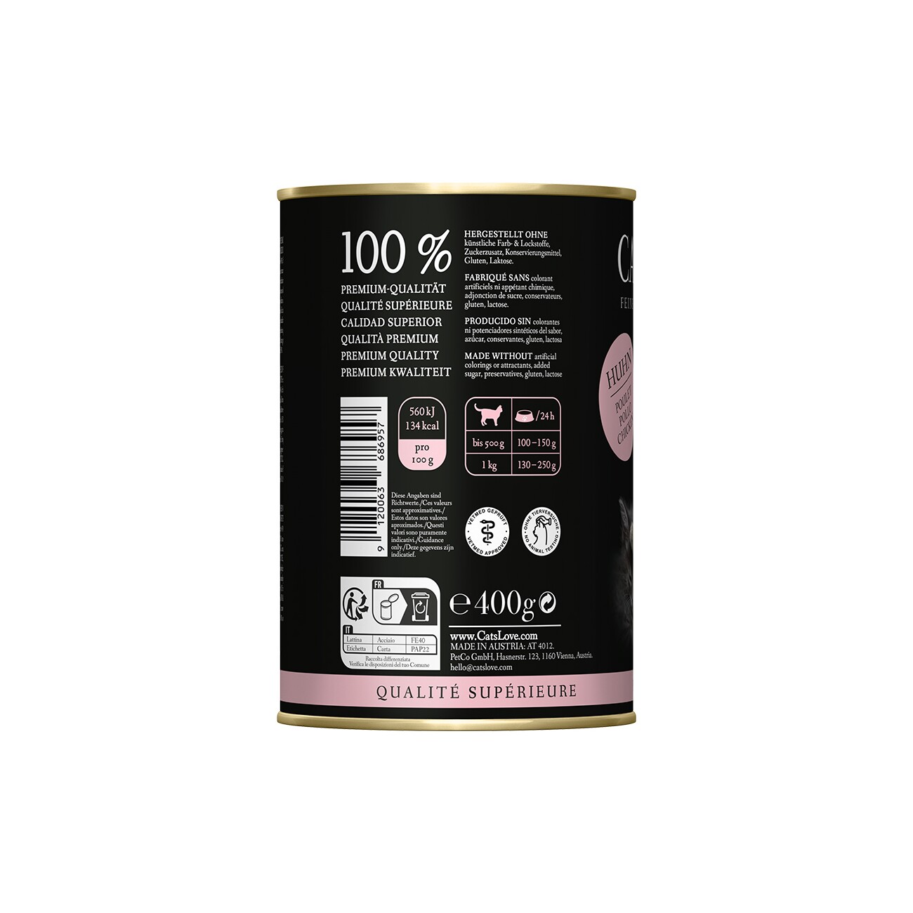 CAT'S LOVE Nassfutter Katze Junior Huhn 6x400 g