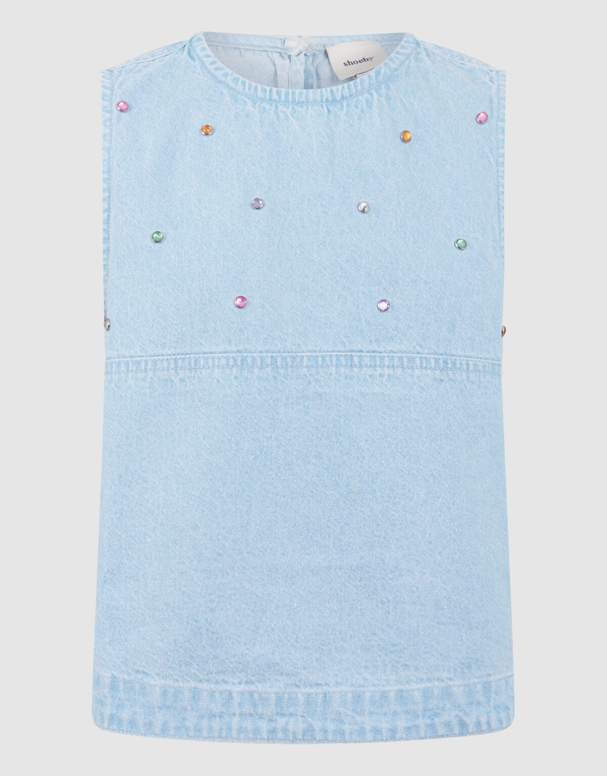 Strass Denim Top Lichtblauw