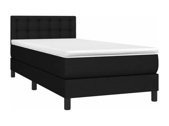 Sommier tapissier avec matelas et LED Noir 90x190 cm Tissu
