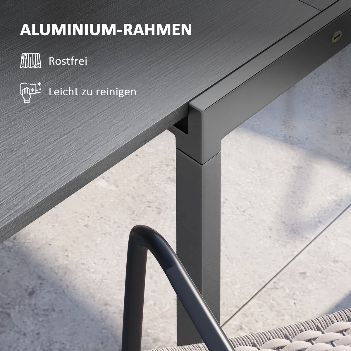 Outsunny Tuintafel, Uitschuifbare Balkontafel voor 6 Personen, 80/160 x 80 cm, Staal, Donkergrijs