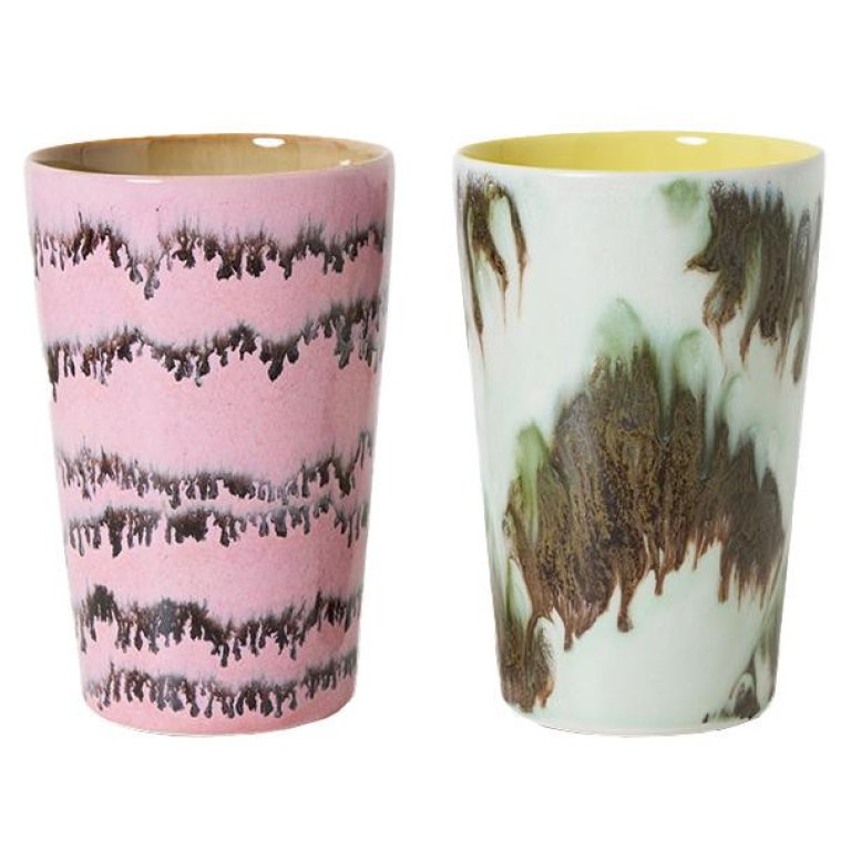 HKliving 70's Ceramic Thee mokken set van 2 baroque