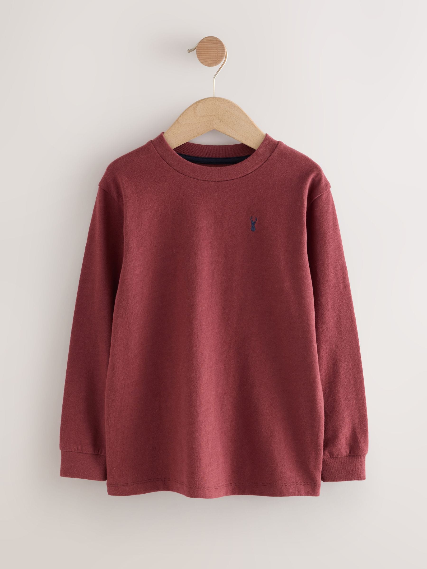 Paarsrood/bruin/marineblauw - Kleurblok T-shirts met lange mouwen 3 verpakking (3-16jr)