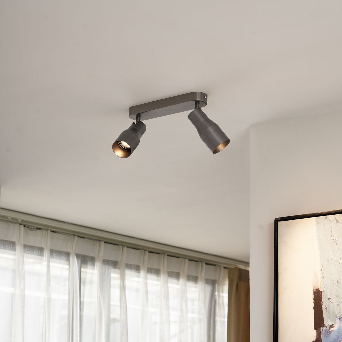 Afgeronde plafondspot gunmetal GU10 50mm 2-lichts - Stanley