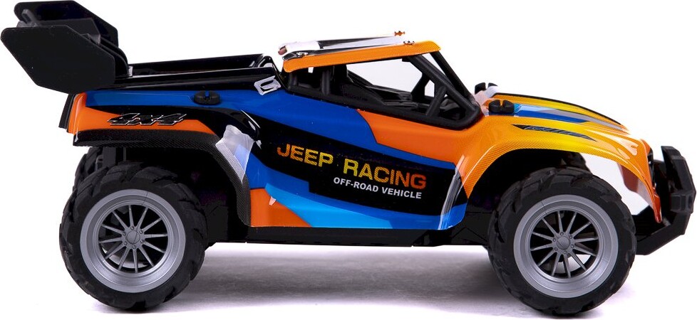 Fjernstyret Bil - Jeep Racing Dirt Stars - 1:18 - Blå Og Orange