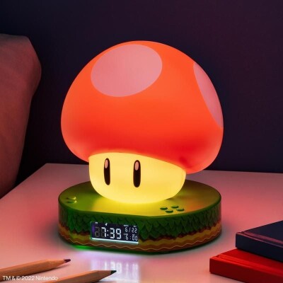 Super Mario Vækkeur Med Lys - Mushroom - 13 CM