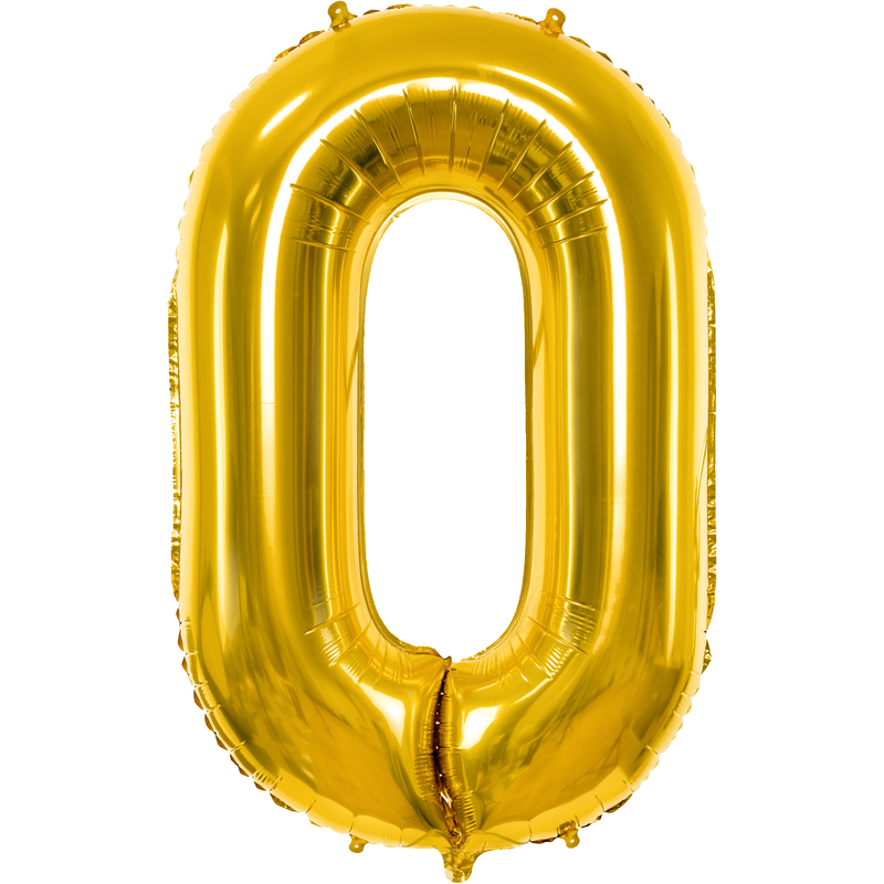 Partydeco Folienballon Zahl 0, gold