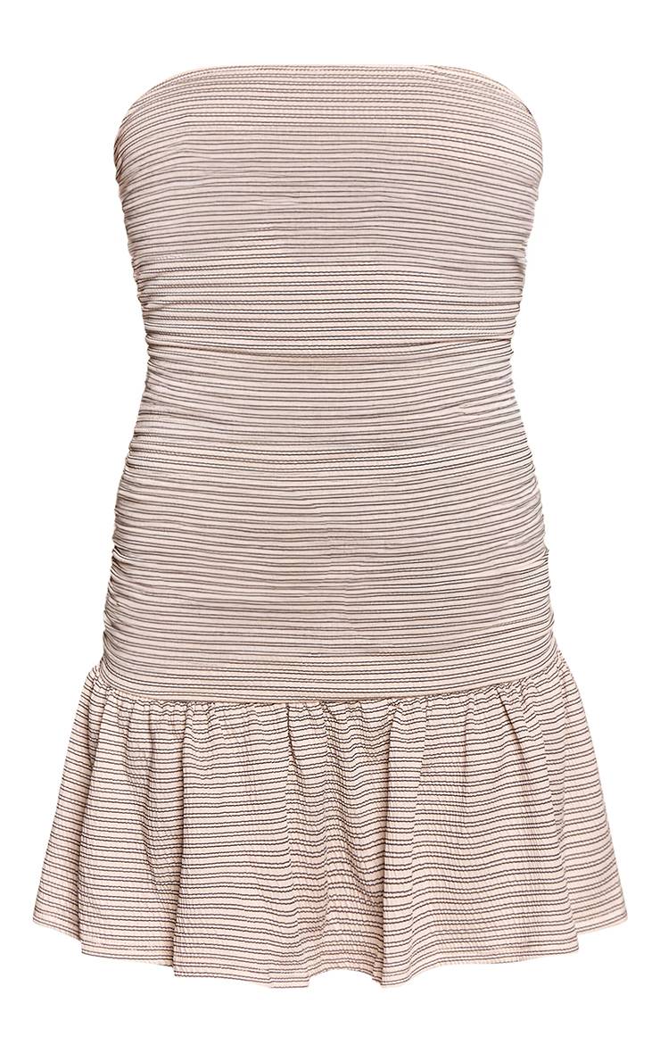 Gris Pierre Robe Mini Droite Bustier À Rayures