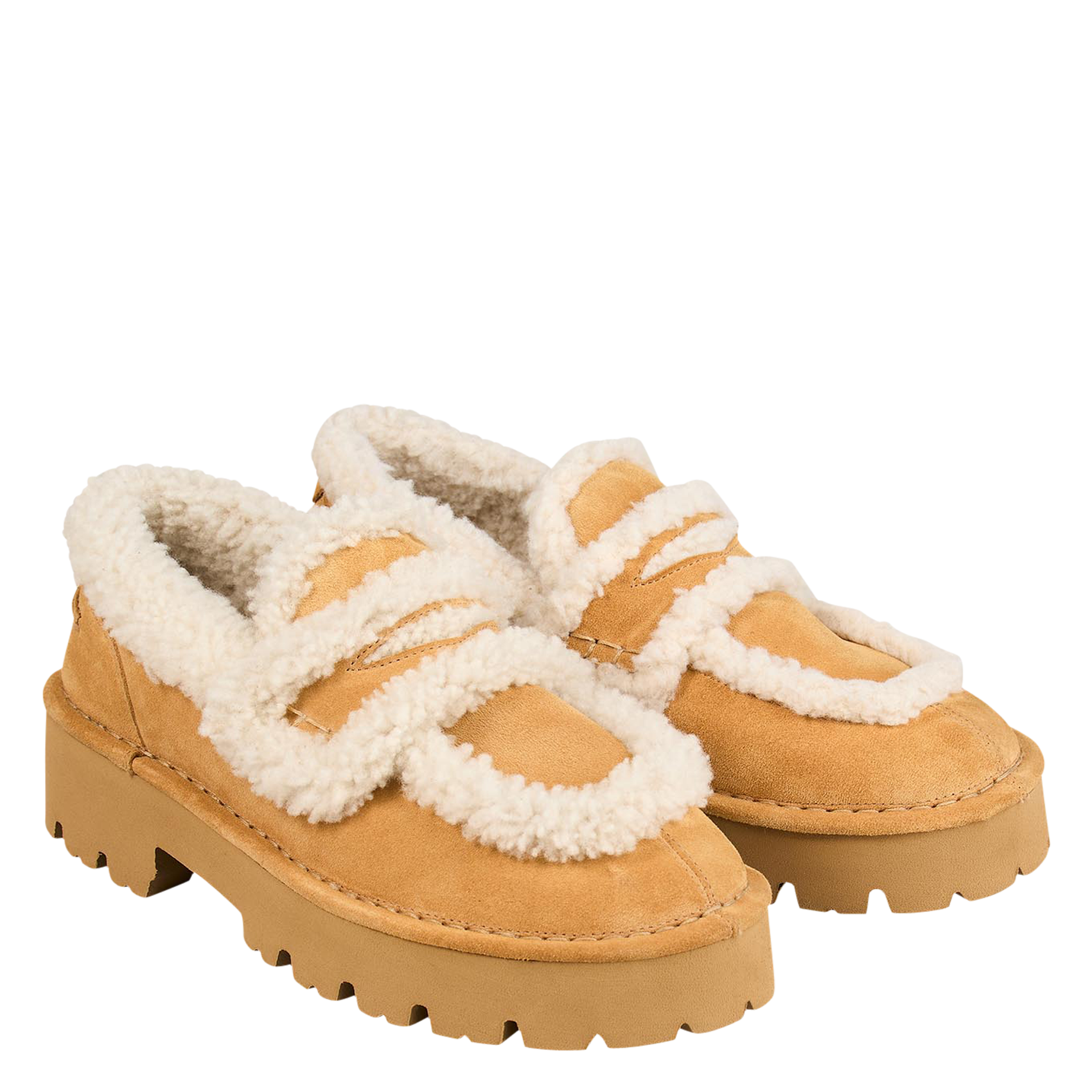 Mocasins en cuir velours | Beige