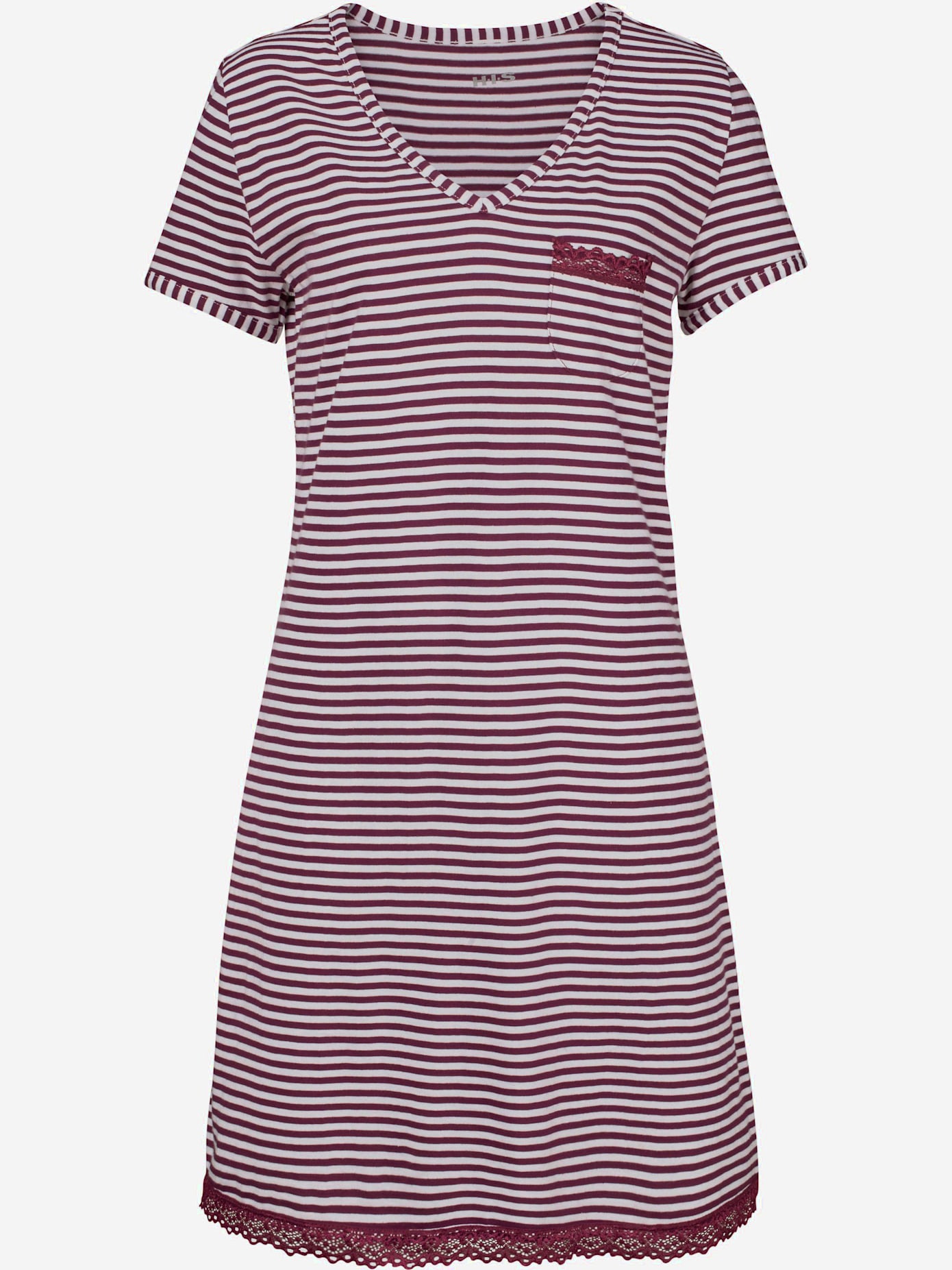 Chemise de nuit rayée avec dentelle