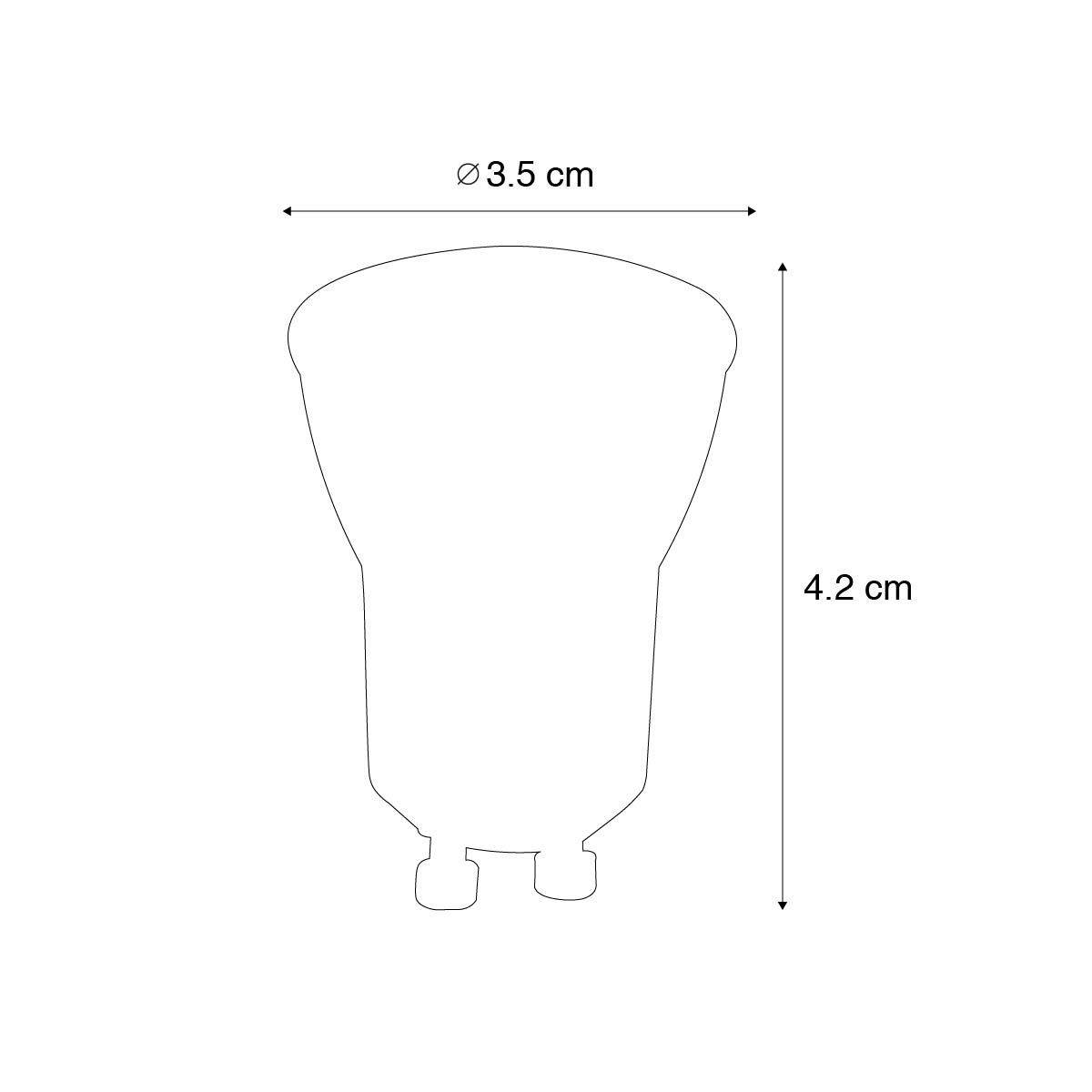 GU10 dimbare LED lamp 35 mm 4W 200 lm 2700K