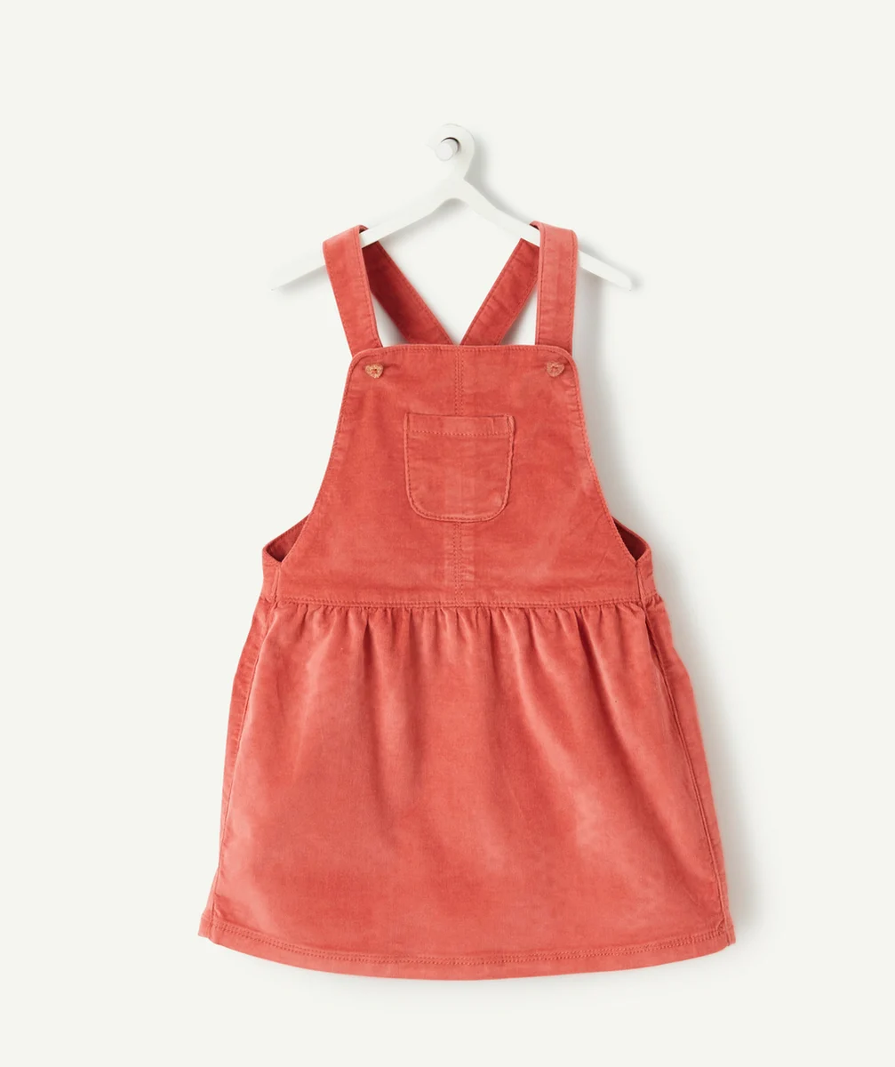 ROBE SALOPETTE EN VELOURS FRAMBOISE BÉBÉ FILLE