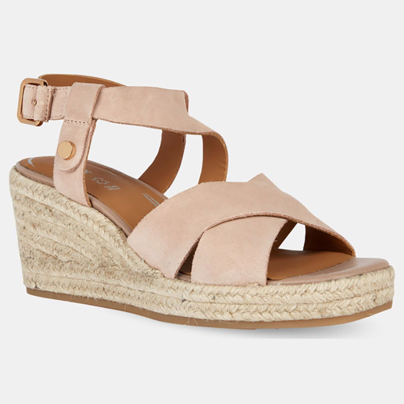 Geox Sandales en Velours de Cuir compensées Panarea roses - Talon 7.5 cm