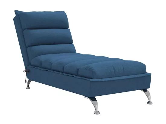 Chaise longue de massage avec coussins bleu tissu