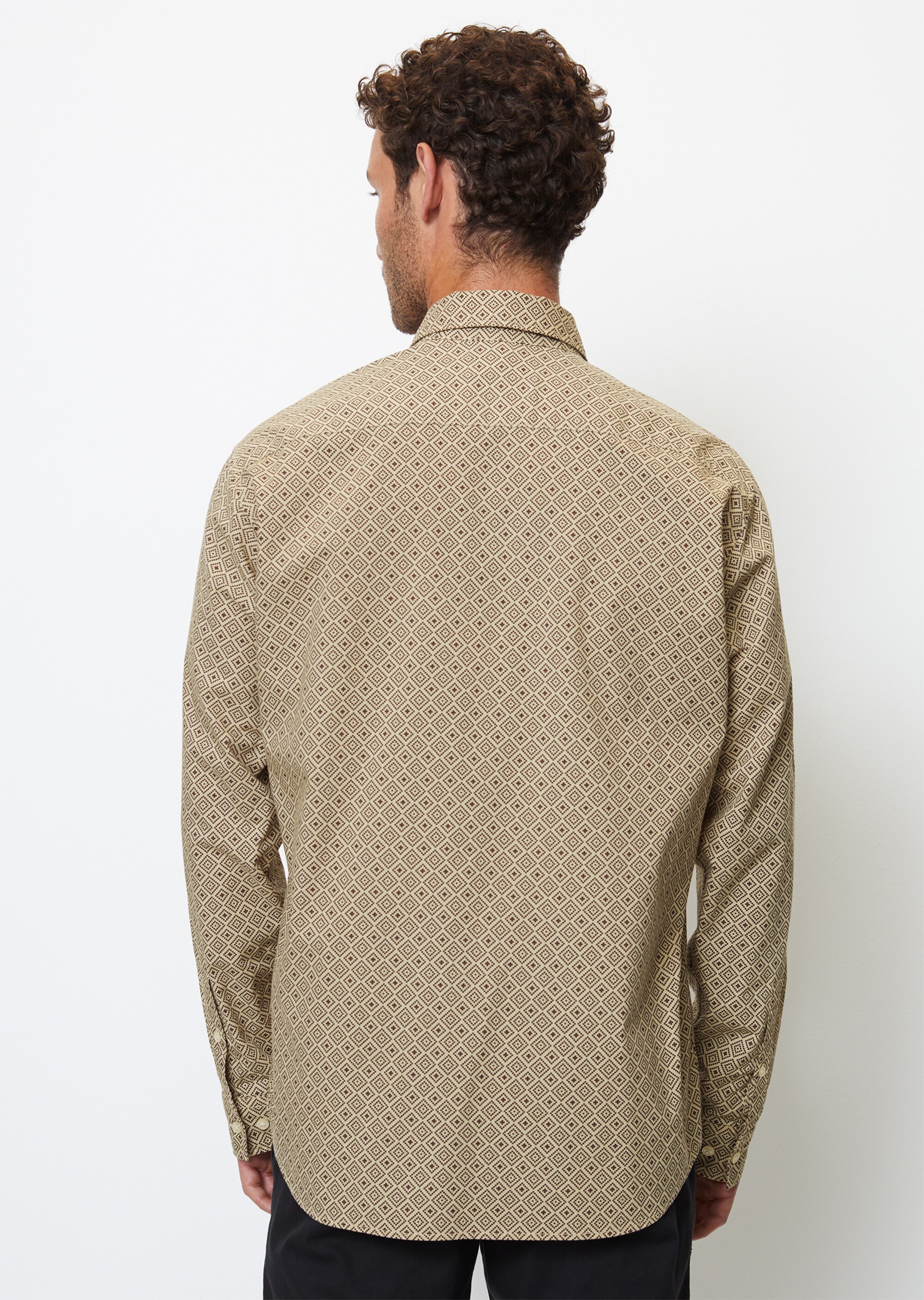 Popeline-Langarm-Hemd regular mit Allover-Print