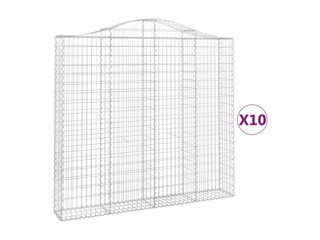 Paniers à gabions arqués 10 pcs 200x30x180-200 Fer galvanisé