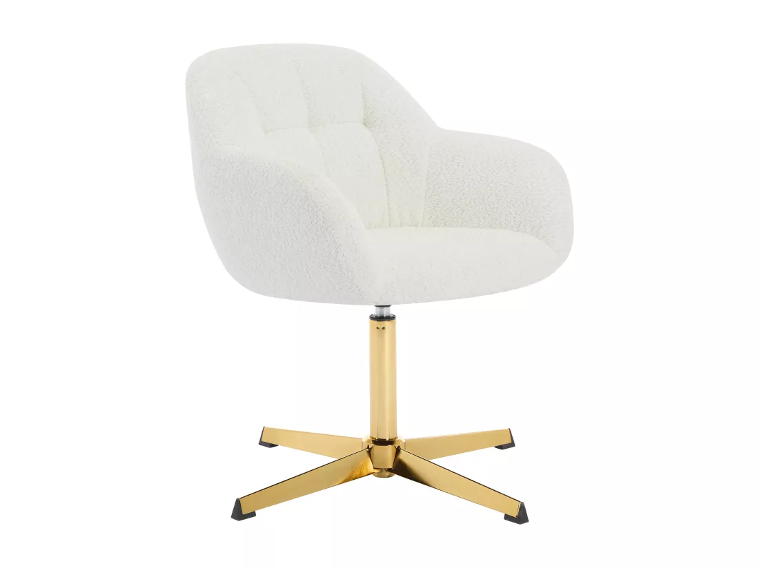 Chaise de bureau en tissu bouclette - Blanc et doré - LANCIEGA de Pascal Morabito