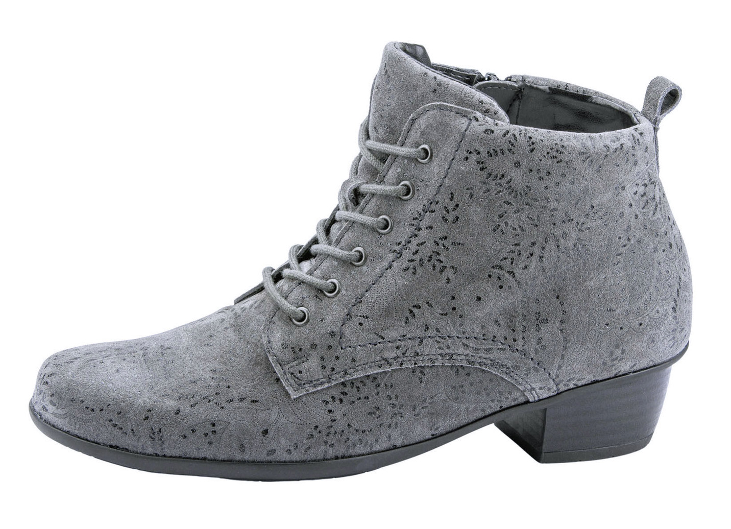 Waldläufer Schnür-Stiefelette mit floraler Prägung