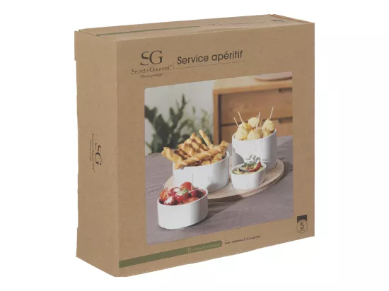 Set apéritif White 5 pièces en bambou - SECRET DE GOURMET