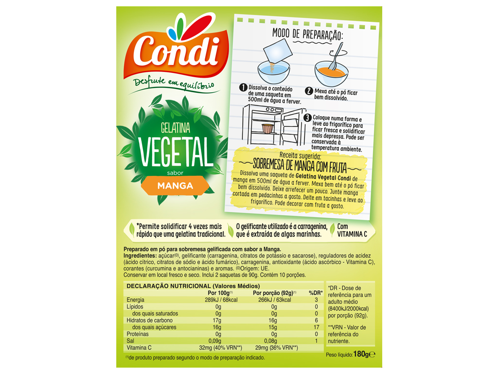 GELATINA VEGETAL CONDI MANGA 180 G