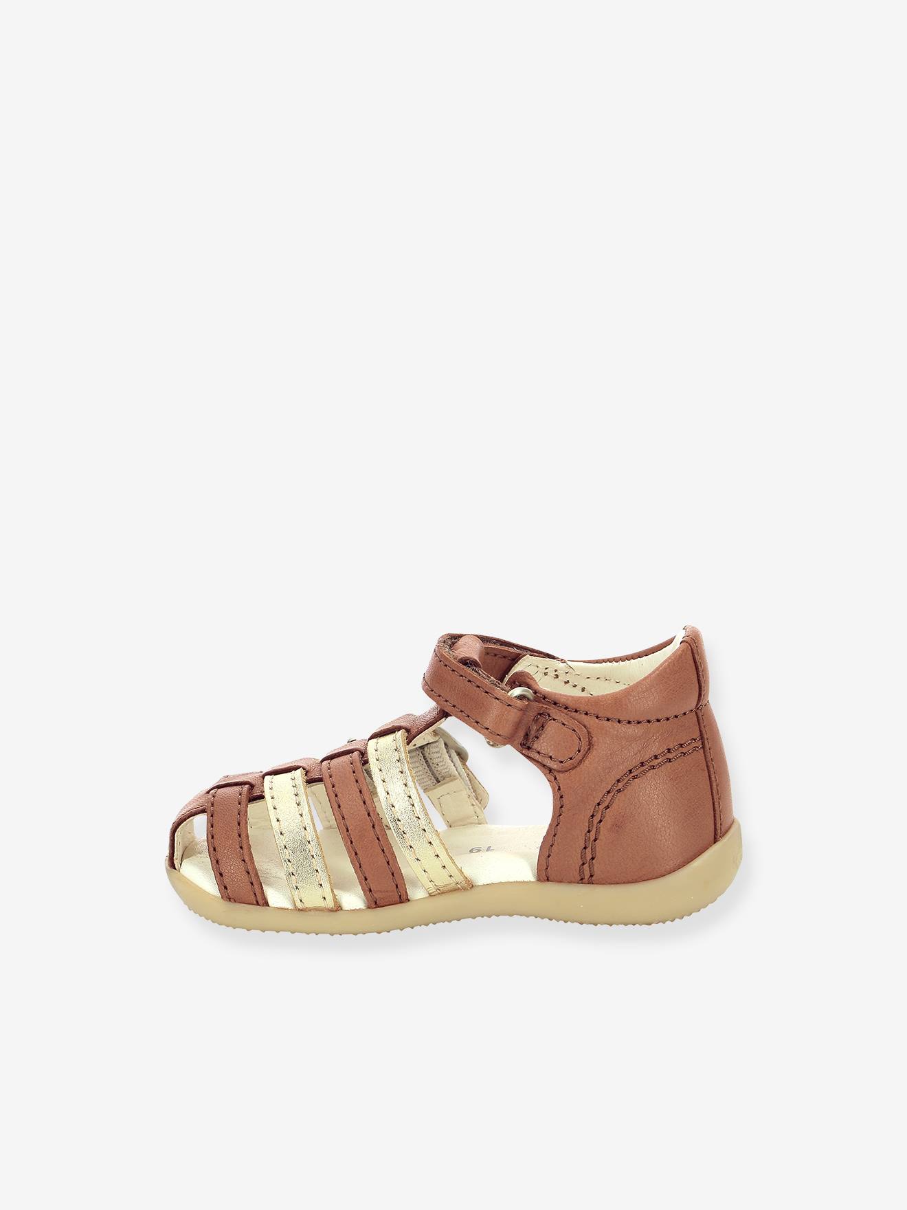 Sandálias infantis KICKERS® Bigckro em couro caramelo