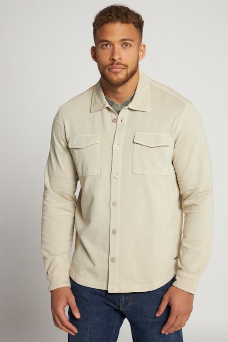Jerseyhemd, Overshirt, Langarm, Kentkragen