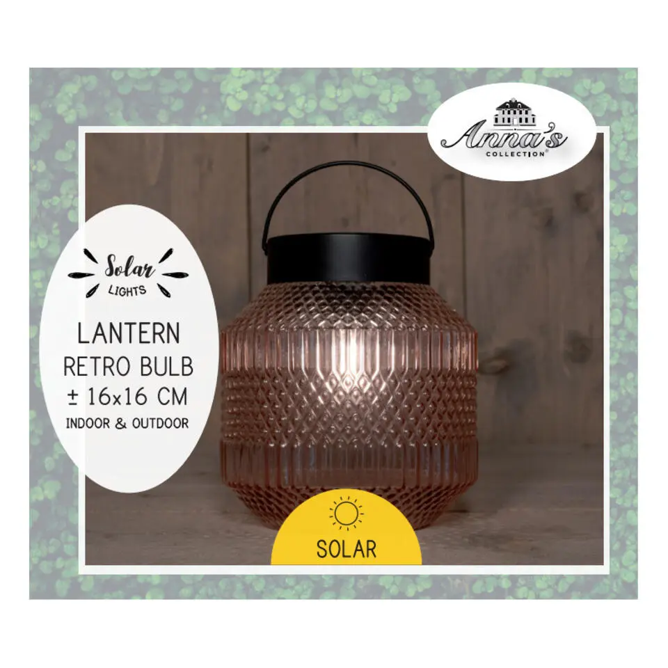 Anna Collection Tuin lantaarn Julia - Solar - zwart - D16 x H16 cm