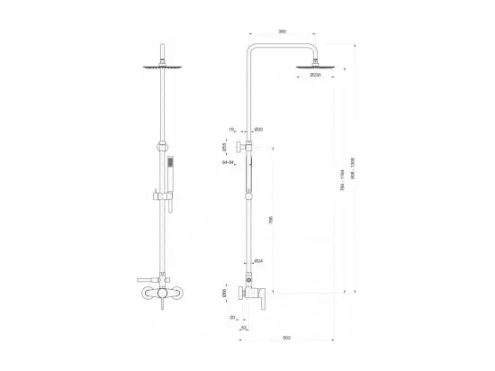 Paini - Colonne de douche Air Fresh 230 avec mitigeur mécanique Hoby