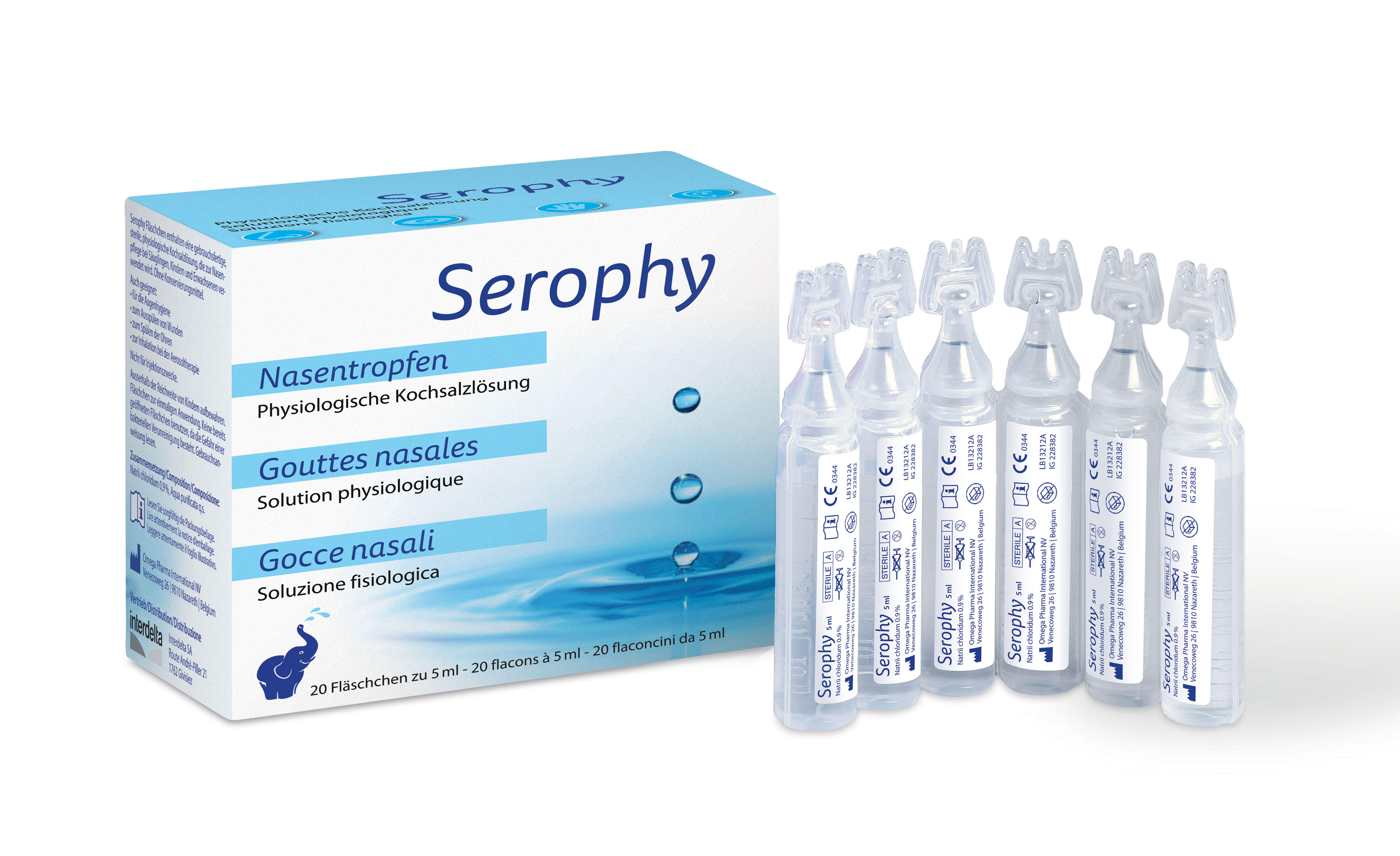 SEROPHY physiologische Lösung<br>20 Stück, Nasenspülung, 5ml