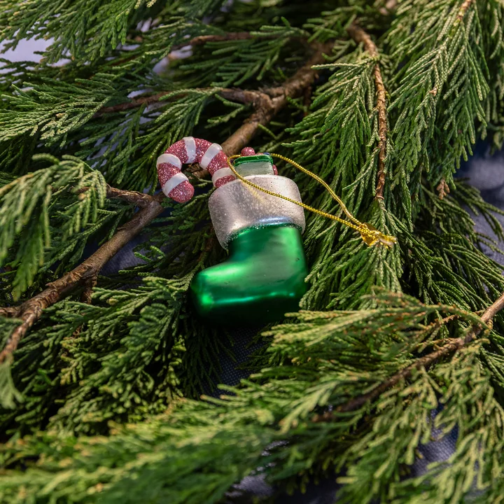 &klevering - Weihnachtsstrumpf Ornament, grün