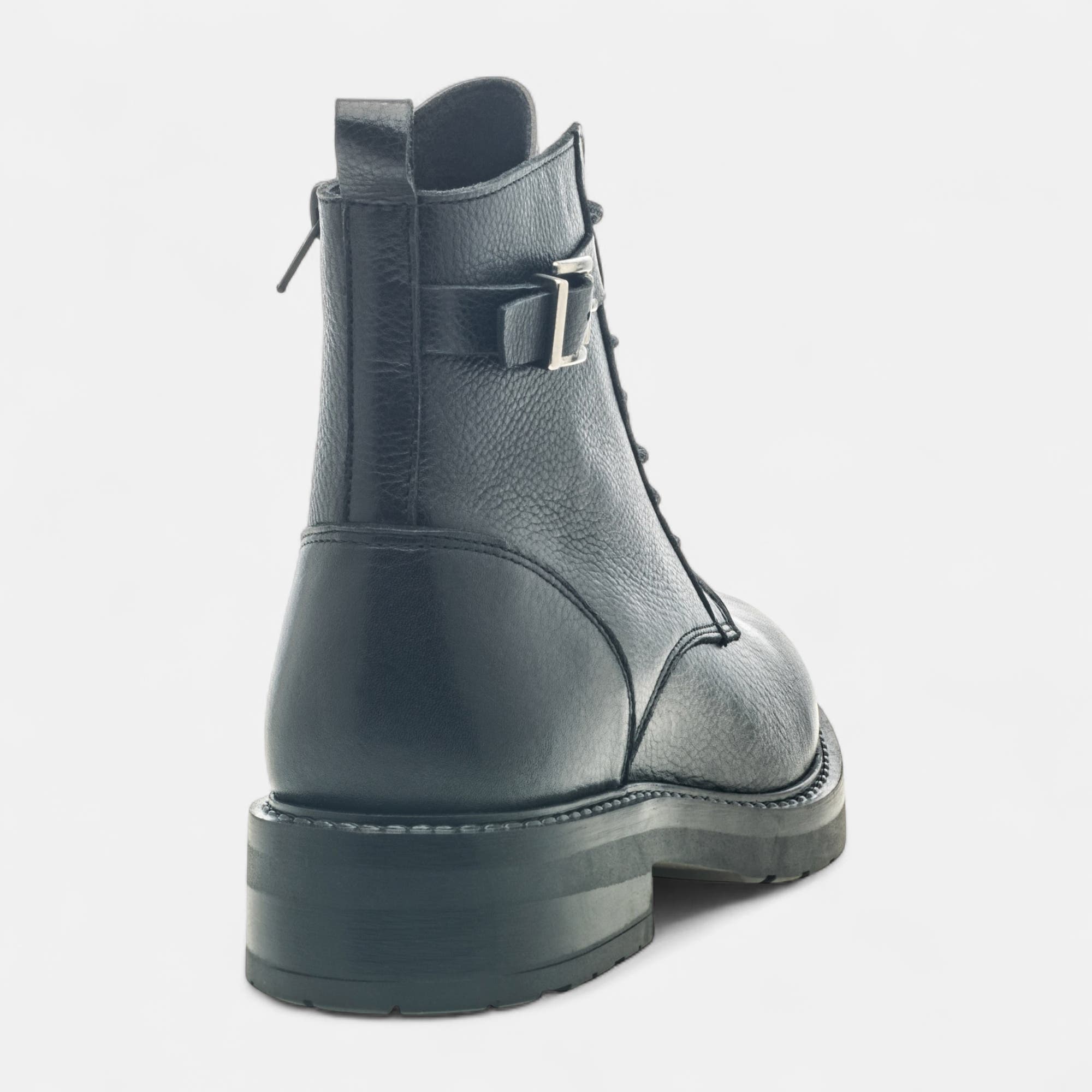 Bottines à lacets Femme en cuir noir