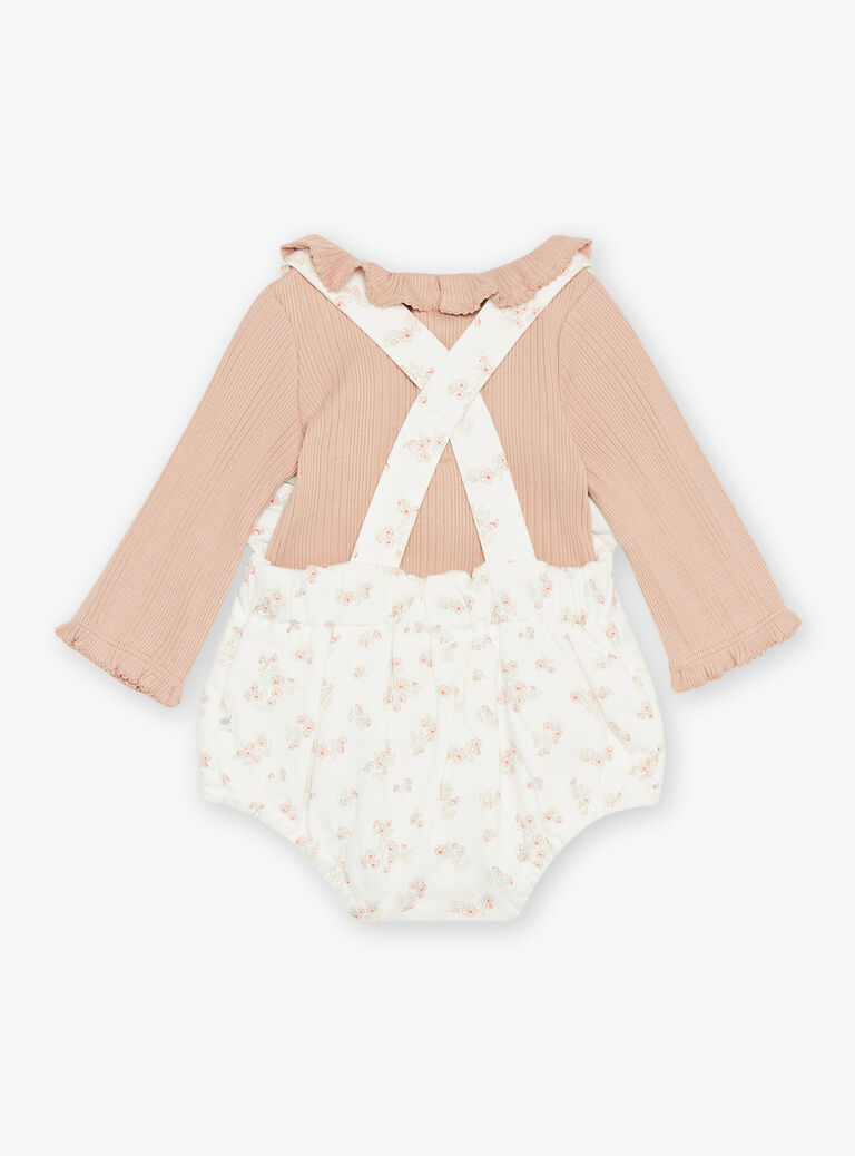 Body rose ancien, barboteuse écrue et collant