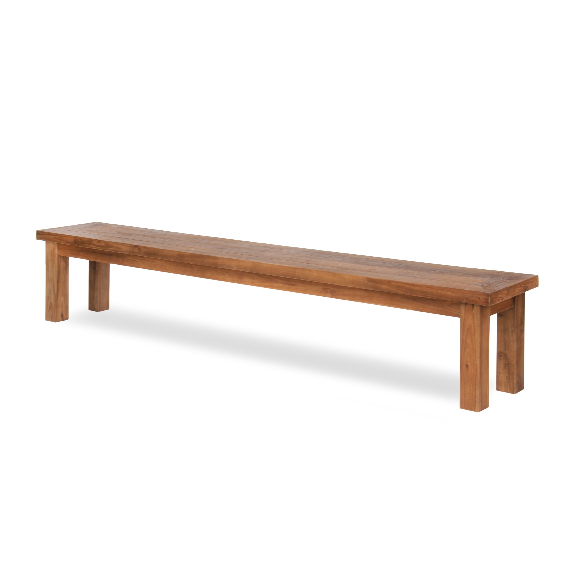 Holzbank aus recyceltem Teak, natur, B 250 cm, H 47 cm, L 35 cm von fischer's lagerhaus