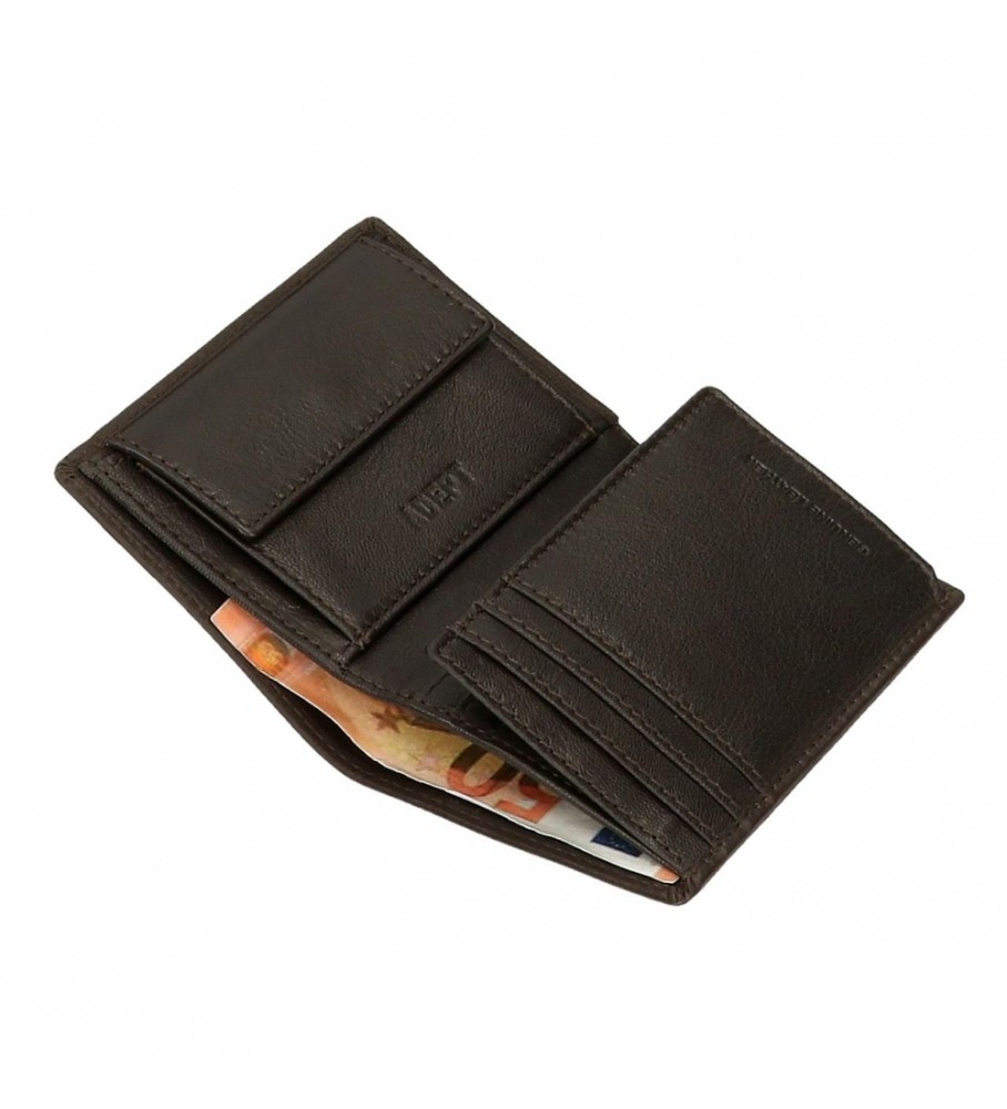 Carteira vertical Joumma Bags Adept Alan com porta-moedas, marrom - 8,5 x 11,5 x 1 cm -