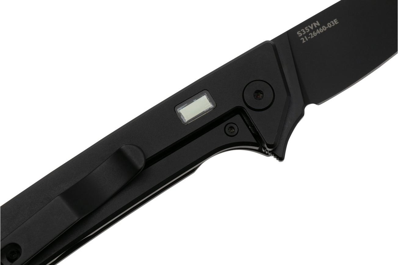 Glow Rhino Reactor KNIFE-REACT-TI-BLC PVD S35VN, PVD Titanium Green Tritium, zakmes