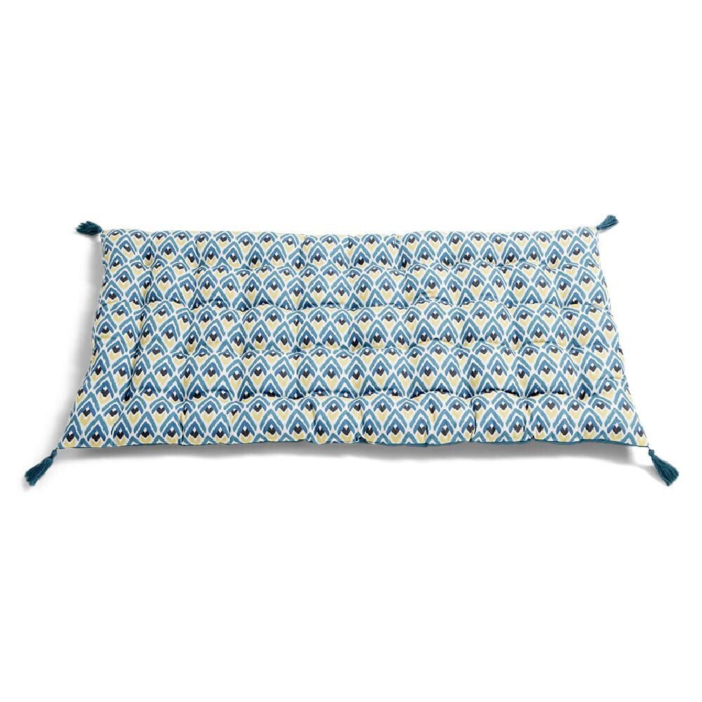 Matelas de sol 120x60cm pompons polycoton bleu